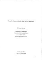 Toward a Framework for the Study of TQM Application